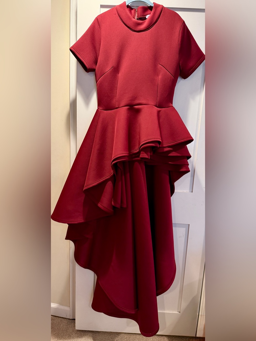 Women's Burgundy Peplum Asymmetrical top